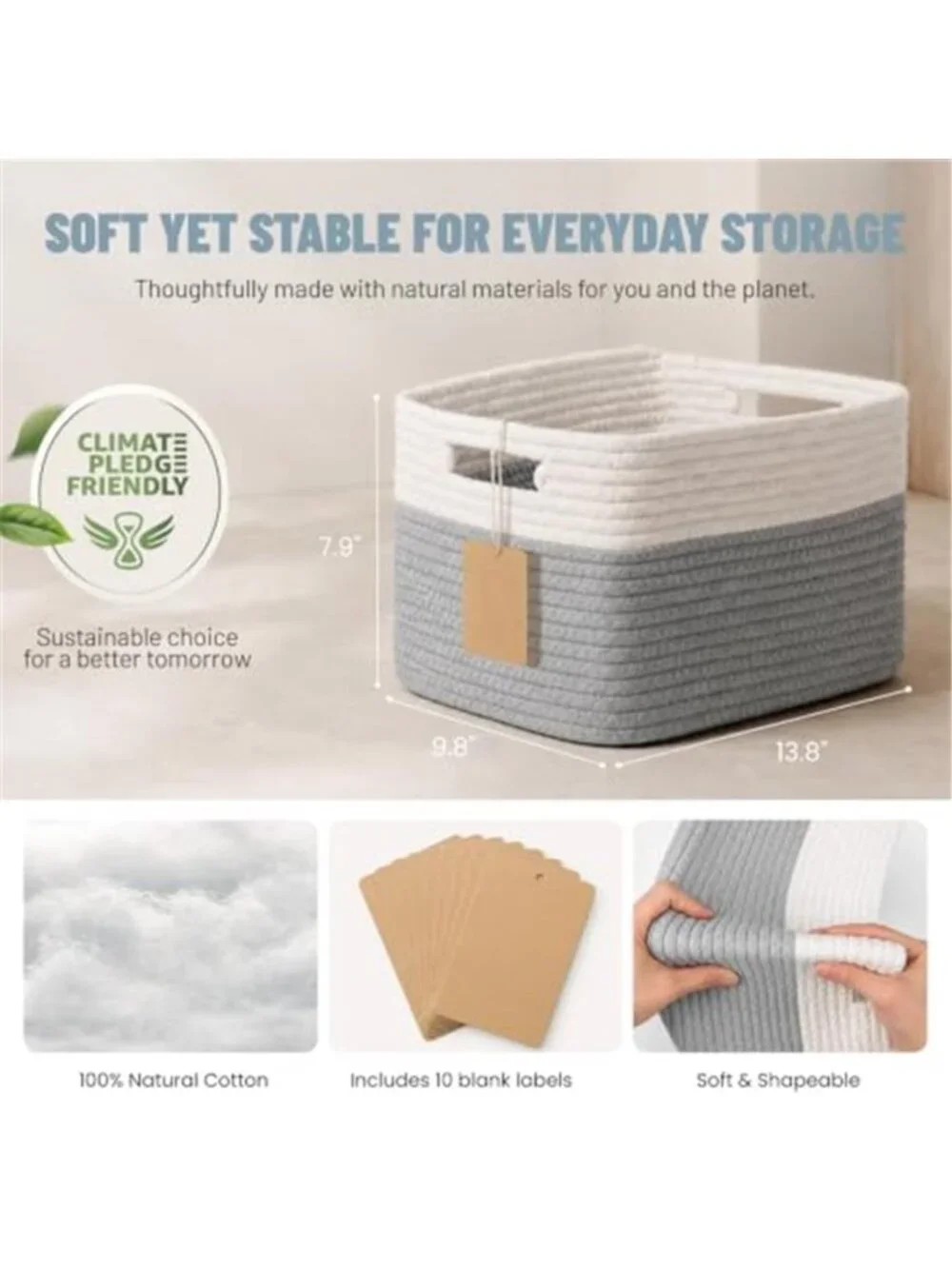 New 5 Pack Woven Storage Baskets, Decorative Storage Bins for Organizing